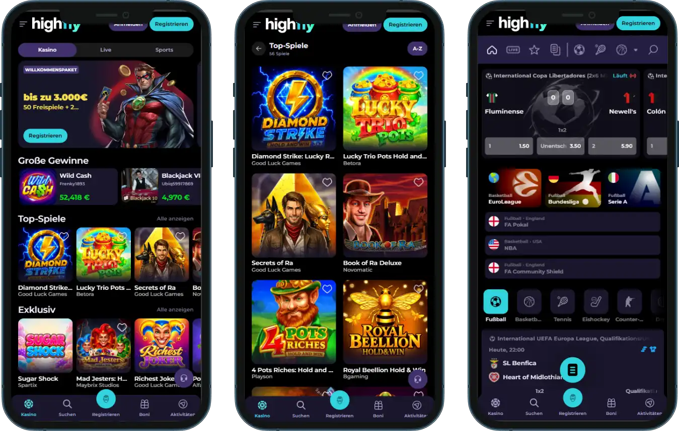 HighFlyBet Casino Nutzung auf Mobilgeräten