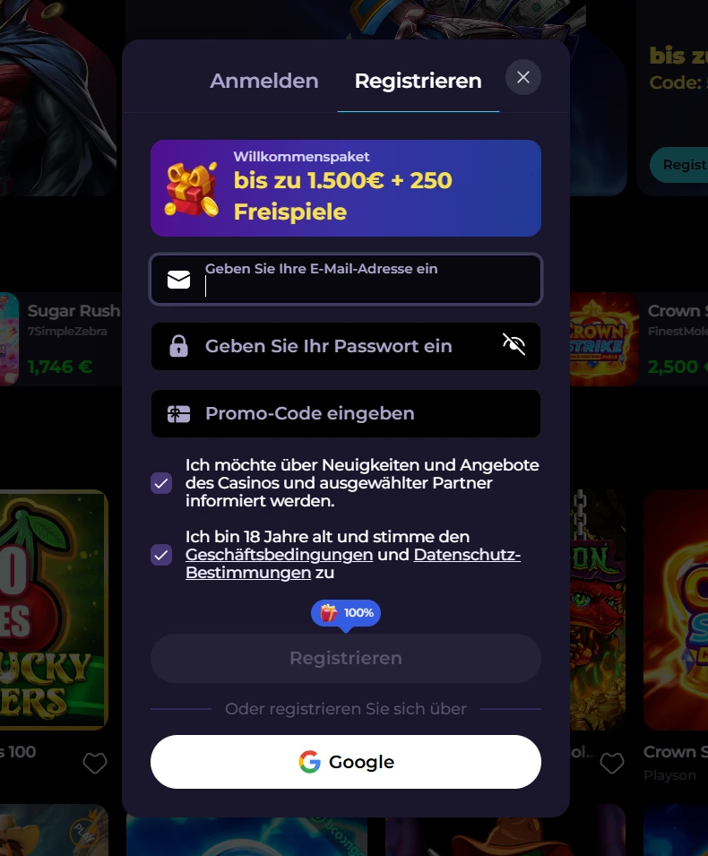 HighFlyBet Casino Registrierung mit Willkommensbonus und Anmeldeformular