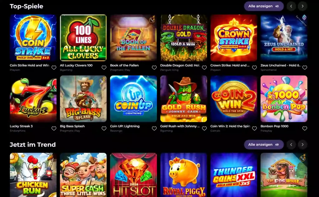 HighFlyBet Casino Top Spiele mit beliebten Slot Games verschiedener Anbieter